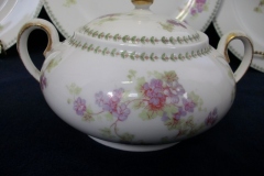 CMC- MAUREIL CHAPEAU & CHARLES  PURPLE VIOLETS-   COVERED SUGAR BOWL   .....   https://www.jaapiesfinechinastore.com