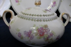 CMC- MAUREIL CHAPEAU & CHARLES  PURPLE VIOLETS-   COVERED SUGAR BOWL   .....   https://www.jaapiesfinechinastore.com