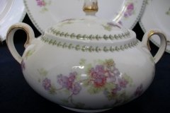 CMC- MAUREIL CHAPEAU & CHARLES  PURPLE VIOLETS-   COVERED SUGAR BOWL   .....   http://jaapiesfinechinastore.com