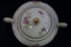 CMC- MAUREIL CHAPEAU & CHARLES  PURPLE VIOLETS-   COVERED SUGAR BOWL   .....   https://www.jaapiesfinechinastore.com