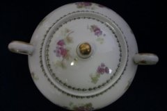 CMC- MAUREIL CHAPEAU & CHARLES  PURPLE VIOLETS-   COVERED SUGAR BOWL   .....   http://jaapiesfinechinastore.com