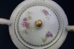 CMC- MAUREIL CHAPEAU & CHARLES  PURPLE VIOLETS-   COVERED SUGAR BOWL   .....   http://jaapiesfinechinastore.com