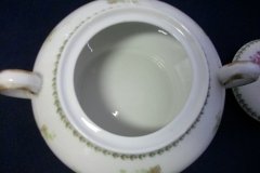 CMC- MAUREIL CHAPEAU & CHARLES  PURPLE VIOLETS-   COVERED SUGAR BOWL   .....   http://jaapiesfinechinastore.com
