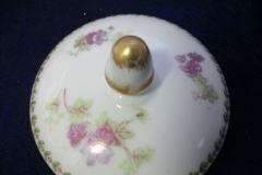 CMC- MAUREIL CHAPEAU & CHARLES  PURPLE VIOLETS-   COVERED SUGAR BOWL   .....   https://www.jaapiesfinechinastore.com