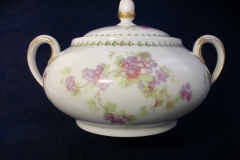 CMC- MAUREIL CHAPEAU & CHARLES  PURPLE VIOLETS-   COVERED SUGAR BOWL   .....   https://www.jaapiesfinechinastore.com