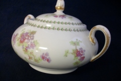 CMC- MAUREIL CHAPEAU & CHARLES  PURPLE VIOLETS-   COVERED SUGAR BOWL   .....   https://www.jaapiesfinechinastore.com