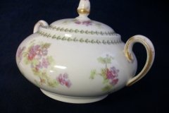 CMC- MAUREIL CHAPEAU & CHARLES  PURPLE VIOLETS-   COVERED SUGAR BOWL   .....   http://jaapiesfinechinastore.com