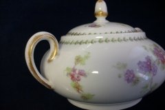 CMC- MAUREIL CHAPEAU & CHARLES  PURPLE VIOLETS-   COVERED SUGAR BOWL   .....   http://jaapiesfinechinastore.com