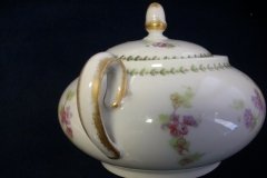 CMC- MAUREIL CHAPEAU & CHARLES  PURPLE VIOLETS-   COVERED SUGAR BOWL   .....   http://jaapiesfinechinastore.com
