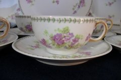 CMC-  MAUREIL CHAPEAU & CHARLES-  PURPLE VIOLETS-  CUP & SAUCER    ..... http://jaapiesfinechinastore.com
