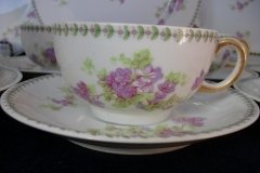 CMC-  MAUREIL CHAPEAU & CHARLES-  PURPLE VIOLETS-  CUP & SAUCER    ..... http://jaapiesfinechinastore.com
