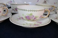 CMC-  MAUREIL CHAPEAU & CHARLES-  PURPLE VIOLETS-  CUP & SAUCER    ..... http://jaapiesfinechinastore.com