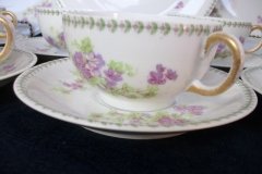 CMC-  MAUREIL CHAPEAU & CHARLES-  PURPLE VIOLETS-  CUP & SAUCER    ..... http://jaapiesfinechinastore.com