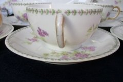 CMC-  MAUREIL CHAPEAU & CHARLES-  PURPLE VIOLETS-  CUP & SAUCER    ..... http://jaapiesfinechinastore.com