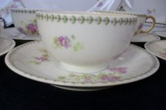 CMC-  MAUREIL CHAPEAU & CHARLES-  PURPLE VIOLETS-  CUP & SAUCER    ..... http://jaapiesfinechinastore.com