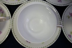 CMC-  MAUREIL CHAPEAU & CHARLES-  PURPLE VIOLETS-  CUP & SAUCER    ..... http://jaapiesfinechinastore.com