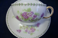 CMC-  MAUREIL CHAPEAU & CHARLES-  PURPLE VIOLETS-  CUP & SAUCER    ..... https://www.jaapiesfinechinastore.com