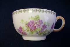 CMC-  MAUREIL CHAPEAU & CHARLES-  PURPLE VIOLETS-  CUP & SAUCER    ..... https://www.jaapiesfinechinastore.com