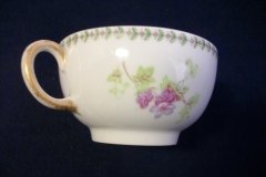 CMC-  MAUREIL CHAPEAU & CHARLES-  PURPLE VIOLETS-  CUP & SAUCER    ..... http://jaapiesfinechinastore.com