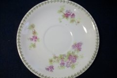 CMC-  MAUREIL CHAPEAU & CHARLES-  PURPLE VIOLETS-  CUP & SAUCER    ..... http://jaapiesfinechinastore.com