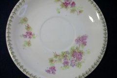 CMC-  MAUREIL CHAPEAU & CHARLES-  PURPLE VIOLETS-  CUP & SAUCER    ..... http://jaapiesfinechinastore.com