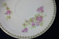 CMC-  MAUREIL CHAPEAU & CHARLES-  PURPLE VIOLETS-  CUP & SAUCER    ..... http://jaapiesfinechinastore.com