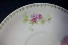 CMC-  MAUREIL CHAPEAU & CHARLES-  PURPLE VIOLETS-  CUP & SAUCER    ..... http://jaapiesfinechinastore.com