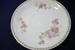 CMC-  MAUREIL CHAPEAU & CHARLES-  PURPLE VIOLETS-  CUP & SAUCER    ..... http://jaapiesfinechinastore.com