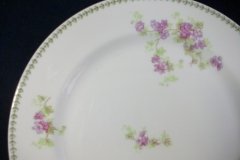 CMC-  MAUREIL CHAPEAU & CHARLES-  PURPLE VIOLETS-  DINNER PLATE  9 7/8"   ..... http://jaapiesfinechinastore.com