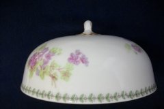CMC-  MAUREIL CHAPEAU & CHARLES-  PURPLE VIOLETS-  DOME FOR BUTTER DISH  ..... http://jaapiesfinechinastore.com