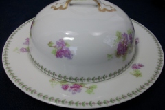 CMC-  MAUREIL CHAPEAU & CHARLES-  PURPLE VIOLETS-  DOME FOR BUTTER DISH  ..... https://www.jaapiesfinechinastore.com