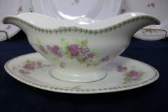 CMC-  MAUREIL CHAPEAU & CHARLES-  PURPLE VIOLETS-  GRAVY BOAT & UNDERPLATE   ..... http://jaapiesfinechinastore.com