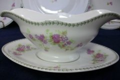 CMC-  MAUREIL CHAPEAU & CHARLES-  PURPLE VIOLETS-  GRAVY BOAT & UNDERPLATE   ..... http://jaapiesfinechinastore.com
