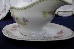 CMC-  MAUREIL CHAPEAU & CHARLES-  PURPLE VIOLETS-  GRAVY BOAT & UNDERPLATE   ..... http://jaapiesfinechinastore.com