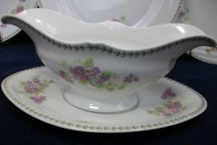 CMC-  MAUREIL CHAPEAU & CHARLES-  PURPLE VIOLETS-  GRAVY BOAT & UNDERPLATE   ..... http://jaapiesfinechinastore.com