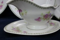CMC-  MAUREIL CHAPEAU & CHARLES-  PURPLE VIOLETS-  GRAVY BOAT & UNDERPLATE   ..... http://jaapiesfinechinastore.com