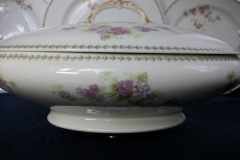 CMC-  MAUREIL CHAPEAU & CHARLES-  PURPLE VIOLETS-  OVAL COVERED SERVING BOWL  ..... https://www.jaapiesfinechinastore.com