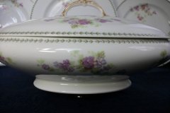 CMC-  MAUREIL CHAPEAU & CHARLES-  PURPLE VIOLETS-  OVAL COVERED SERVING BOWL  ..... http://jaapiesfinechinastore.com