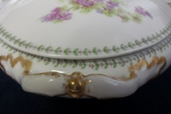 CMC-  MAUREIL CHAPEAU & CHARLES-  PURPLE VIOLETS-  OVAL COVERED SERVING BOWL  ..... https://www.jaapiesfinechinastore.com