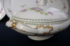 CMC-  MAUREIL CHAPEAU & CHARLES-  PURPLE VIOLETS-  OVAL COVERED SERVING BOWL  ..... https://www.jaapiesfinechinastore.com