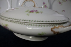 CMC-  MAUREIL CHAPEAU & CHARLES-  PURPLE VIOLETS-  OVAL COVERED SERVING BOWL  ..... https://www.jaapiesfinechinastore.com