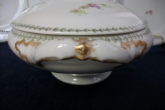 CMC-  MAUREIL CHAPEAU & CHARLES-  PURPLE VIOLETS-  OVAL COVERED SERVING BOWL  ..... https://www.jaapiesfinechinastore.com