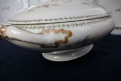 CMC-  MAUREIL CHAPEAU & CHARLES-  PURPLE VIOLETS-  OVAL COVERED SERVING BOWL  ..... https://www.jaapiesfinechinastore.com