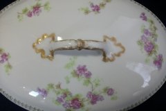 CMC-  MAUREIL CHAPEAU & CHARLES-  PURPLE VIOLETS-  OVAL COVERED SERVING BOWL  ..... http://jaapiesfinechinastore.com
