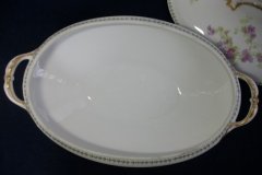 CMC-  MAUREIL CHAPEAU & CHARLES-  PURPLE VIOLETS-  OVAL COVERED SERVING BOWL  ..... http://jaapiesfinechinastore.com