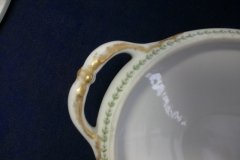 CMC-  MAUREIL CHAPEAU & CHARLES-  PURPLE VIOLETS-  OVAL COVERED SERVING BOWL  ..... http://jaapiesfinechinastore.com