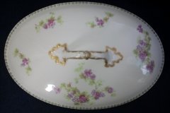 CMC-  MAUREIL CHAPEAU & CHARLES-  PURPLE VIOLETS-  OVAL COVERED SERVING BOWL  ..... http://jaapiesfinechinastore.com