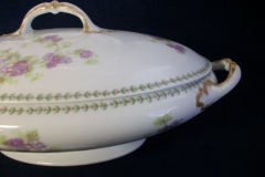 CMC-  MAUREIL CHAPEAU & CHARLES-  PURPLE VIOLETS-  OVAL COVERED SERVING BOWL  ..... https://www.jaapiesfinechinastore.com