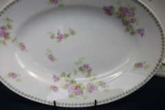 CMC-  MAUREIL CHAPEAU & CHARLES-  PURPLE VIOLETS-  OVAL SERVING PLATTER  11"   ..... https://www.jaapiesfinechinastore.com