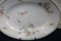 CMC-  MAUREIL CHAPEAU & CHARLES-  PURPLE VIOLETS-  OVAL SERVING PLATTER  11"   ..... http://jaapiesfinechinastore.com